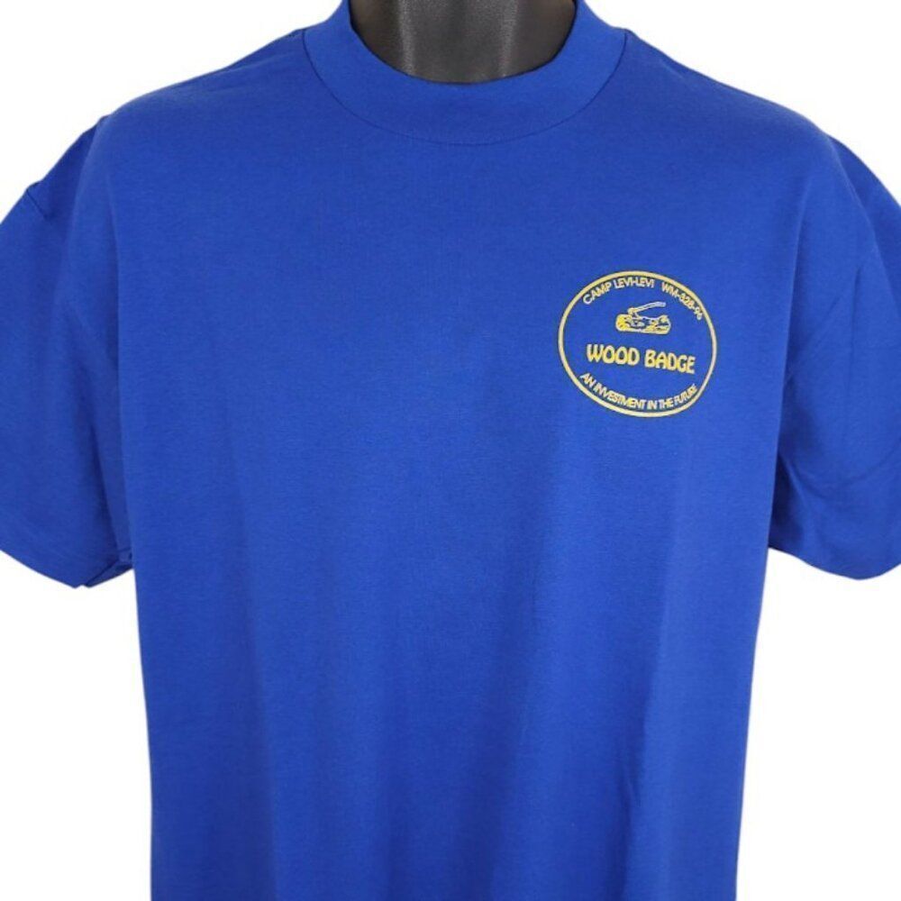 Vintage Boy Scouts T Shirt Mens Size Large Blue 90s Wood Badge Made In USA